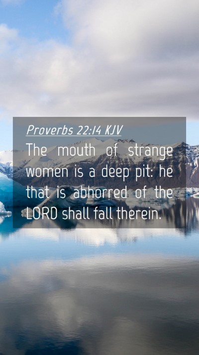 Picture 04 - Proverbs 22:14 KJV Mobile Phone Wallpaper - The mouth of strange women is a deep pit: he that - Mobile Bible Verse Wallpaper