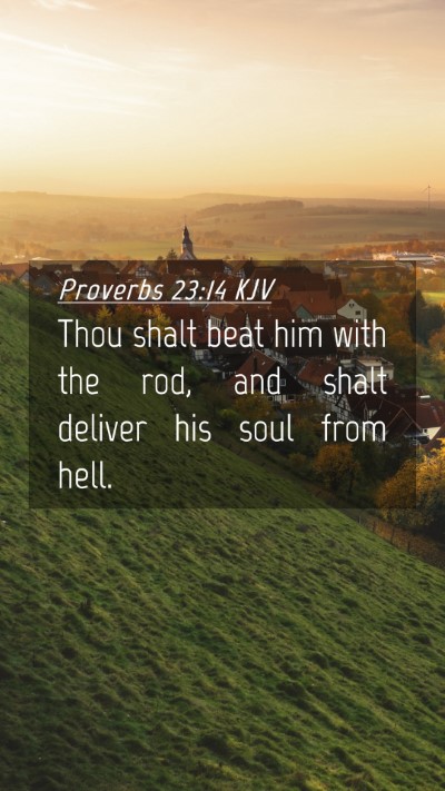 Picture 04 - Proverbs 23:14 KJV Mobile Phone Wallpaper - Thou shalt beat him with the rod, and shalt - Mobile Bible Verse Wallpaper