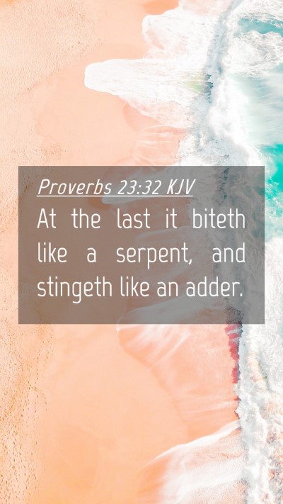 Picture 04 - Proverbs 23:32 KJV Mobile Phone Wallpaper - At the last it biteth like a serpent, and - Mobile Bible Verse Wallpaper