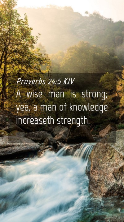 Picture 04 - Proverbs 24:5 KJV Mobile Phone Wallpaper - A wise man is strong; yea, a man of knowledge - Mobile Bible Verse Wallpaper