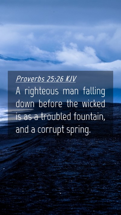 Picture 04 - Proverbs 25:26 KJV Mobile Phone Wallpaper - A righteous man falling down before the wicked is - Mobile Bible Verse Wallpaper