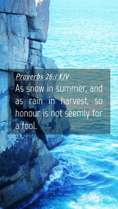 Picture 04 - Proverbs 26:1 KJV Mobile Phone Wallpaper - As snow in summer, and as rain in harvest, so - Mobile Bible Verse Wallpaper