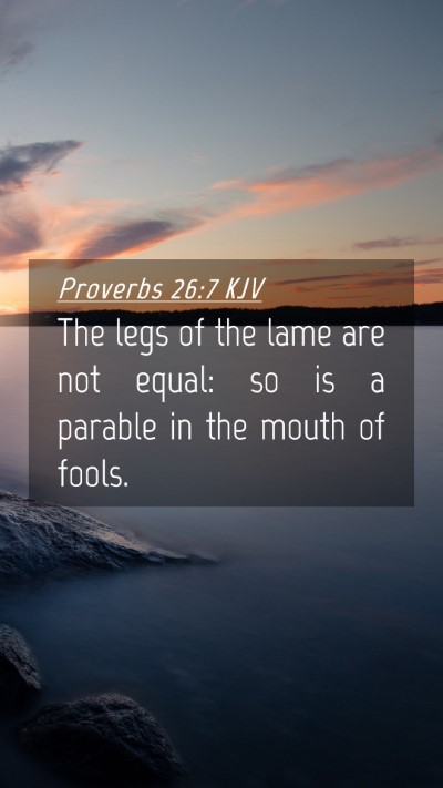 Picture 04 - Proverbs 26:7 KJV Mobile Phone Wallpaper - The legs of the lame are not equal: so is a - Mobile Bible Verse Wallpaper