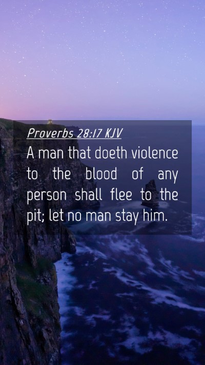 Picture 04 - Proverbs 28:17 KJV Mobile Phone Wallpaper - A man that doeth violence to the blood of any - Mobile Bible Verse Wallpaper