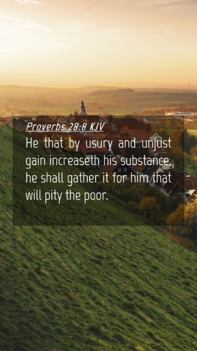Picture 04 - Proverbs 28:8 KJV Mobile Phone Wallpaper - He that by usury and unjust gain increaseth his - Mobile Bible Verse Wallpaper