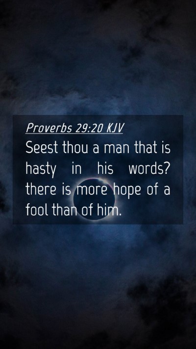 Picture 04 - Proverbs 29:20 KJV Mobile Phone Wallpaper - Seest thou a man that is hasty in his words? - Mobile Bible Verse Wallpaper