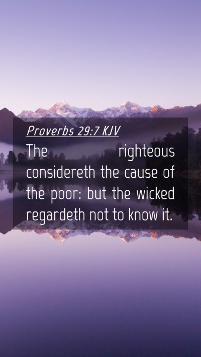 Picture 04 - Proverbs 29:7 KJV Mobile Phone Wallpaper - The righteous considereth the cause of the poor: - Mobile Bible Verse Wallpaper