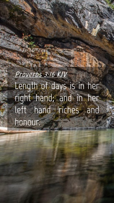 Picture 04 - Proverbs 3:16 KJV Mobile Phone Wallpaper - Length of days is in her right hand; and in her - Mobile Bible Verse Wallpaper