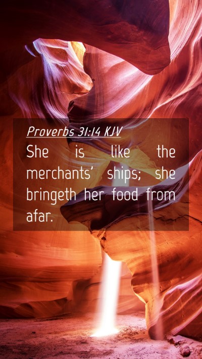 Picture 04 - Proverbs 31:14 KJV Mobile Phone Wallpaper - She is like the merchants' ships; she bringeth - Mobile Bible Verse Wallpaper