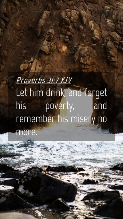 Picture 04 - Proverbs 31:7 KJV Mobile Phone Wallpaper - Let him drink, and forget his poverty, and - Mobile Bible Verse Wallpaper