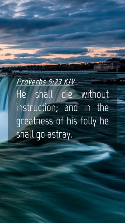 Picture 04 - Proverbs 5:23 KJV Mobile Phone Wallpaper - He shall die without instruction; and in the - Mobile Bible Verse Wallpaper