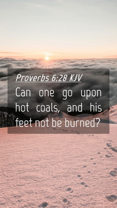 Picture 04 - Proverbs 6:28 KJV Mobile Phone Wallpaper - Can one go upon hot coals, and his feet not be - Mobile Bible Verse Wallpaper