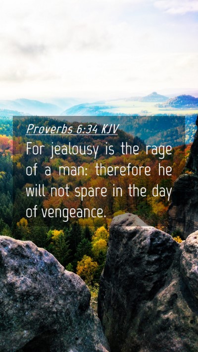 Picture 04 - Proverbs 6:34 KJV Mobile Phone Wallpaper - For jealousy is the rage of a man: therefore he - Mobile Bible Verse Wallpaper