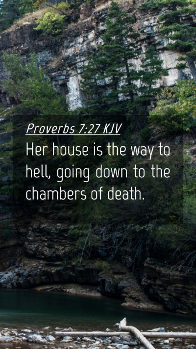 Picture 04 - Proverbs 7:27 KJV Mobile Phone Wallpaper - Her house is the way to hell, going down to the - Mobile Bible Verse Wallpaper