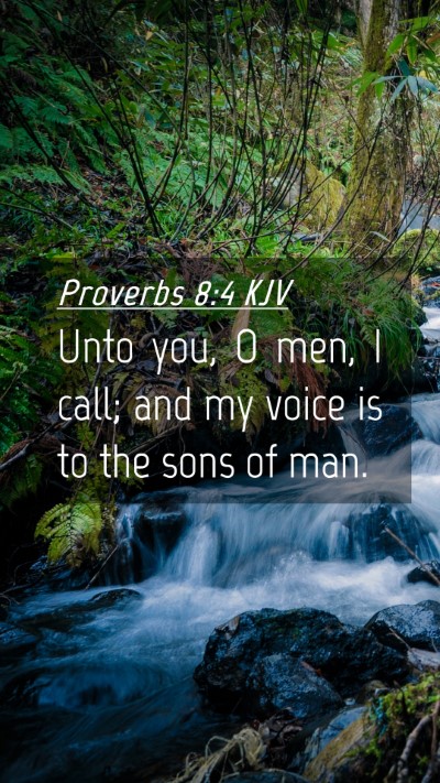 Picture 04 - Proverbs 8:4 KJV Mobile Phone Wallpaper - Unto you, O men, I call; and my voice is to the - Mobile Bible Verse Wallpaper
