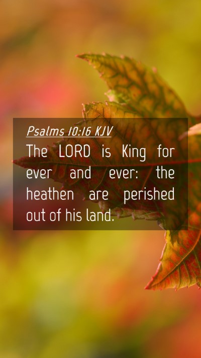 Picture 04 - Psalms 10:16 KJV Mobile Phone Wallpaper - The LORD is King for ever and ever: the heathen - Mobile Bible Verse Wallpaper