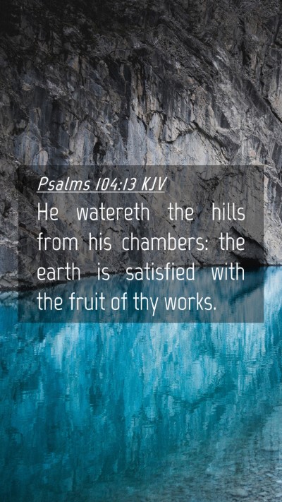 Picture 04 - Psalms 104:13 KJV Mobile Phone Wallpaper - He watereth the hills from his chambers: the - Mobile Bible Verse Wallpaper