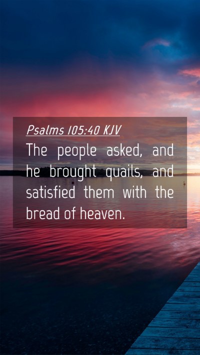 Picture 04 - Psalms 105:40 KJV Mobile Phone Wallpaper - The people asked, and he brought quails, and - Mobile Bible Verse Wallpaper
