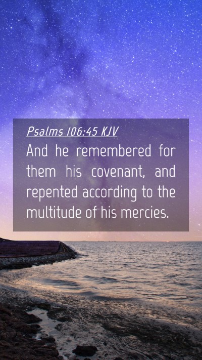 Picture 04 - Psalms 106:45 KJV Mobile Phone Wallpaper - And he remembered for them his covenant, and - Mobile Bible Verse Wallpaper