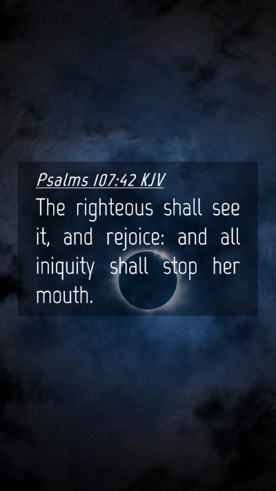 Picture 04 - Psalms 107:42 KJV Mobile Phone Wallpaper - The righteous shall see it, and rejoice: and all - Mobile Bible Verse Wallpaper
