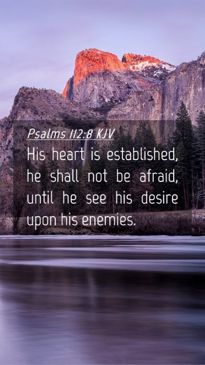 Picture 04 - Psalms 112:8 KJV Mobile Phone Wallpaper - His heart is established, he shall not be afraid, - Mobile Bible Verse Wallpaper