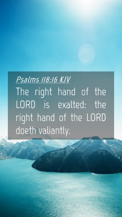 Picture 04 - Psalms 118:16 KJV Mobile Phone Wallpaper - The right hand of the LORD is exalted: the right - Mobile Bible Verse Wallpaper