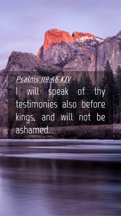 Picture 04 - Psalms 119:46 KJV Mobile Phone Wallpaper - I will speak of thy testimonies also before - Mobile Bible Verse Wallpaper