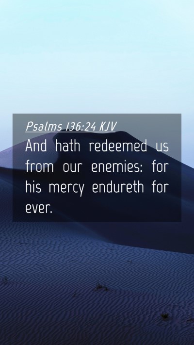 Picture 04 - Psalms 136:24 KJV Mobile Phone Wallpaper - And hath redeemed us from our enemies: for his - Mobile Bible Verse Wallpaper
