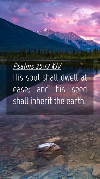 Picture 04 - Psalms 25:13 KJV Mobile Phone Wallpaper - His soul shall dwell at ease; and his seed shall - Mobile Bible Verse Wallpaper