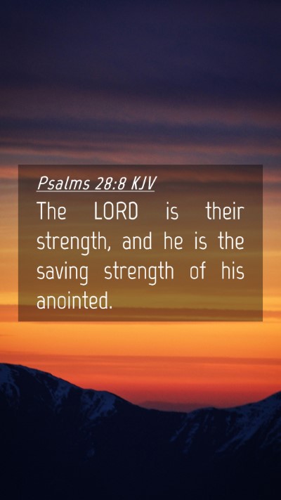 Picture 04 - Psalms 28:8 KJV Mobile Phone Wallpaper - The LORD is their strength, and he is the saving - Mobile Bible Verse Wallpaper