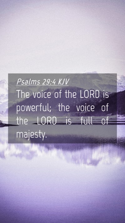 Picture 04 - Psalms 29:4 KJV Mobile Phone Wallpaper - The voice of the LORD is powerful; the voice of - Mobile Bible Verse Wallpaper