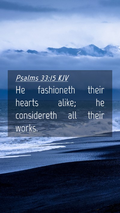 Picture 04 - Psalms 33:15 KJV Mobile Phone Wallpaper - He fashioneth their hearts alike; he considereth - Mobile Bible Verse Wallpaper