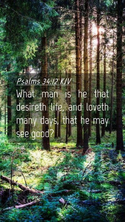 Picture 04 - Psalms 34:12 KJV Mobile Phone Wallpaper - What man is he that desireth life, and loveth - Mobile Bible Verse Wallpaper