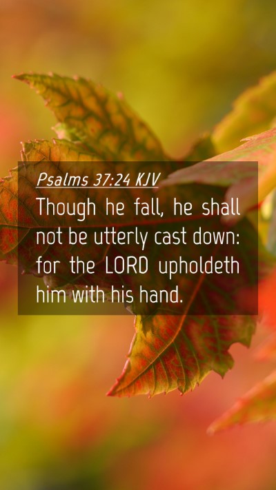 Picture 04 - Psalms 37:24 KJV Mobile Phone Wallpaper - Though he fall, he shall not be utterly cast - Mobile Bible Verse Wallpaper