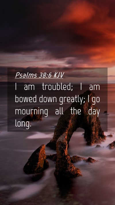 Picture 04 - Psalms 38:6 KJV Mobile Phone Wallpaper - I am troubled; I am bowed down greatly; I go - Mobile Bible Verse Wallpaper