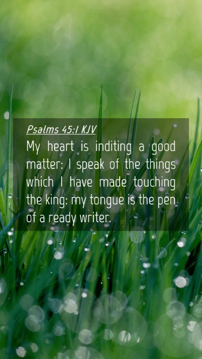 Picture 04 - Psalms 45:1 KJV Mobile Phone Wallpaper - My heart is inditing a good matter: I speak of - Mobile Bible Verse Wallpaper