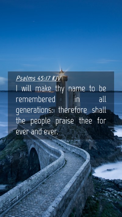 Picture 04 - Psalms 45:17 KJV Mobile Phone Wallpaper - I will make thy name to be remembered in all - Mobile Bible Verse Wallpaper