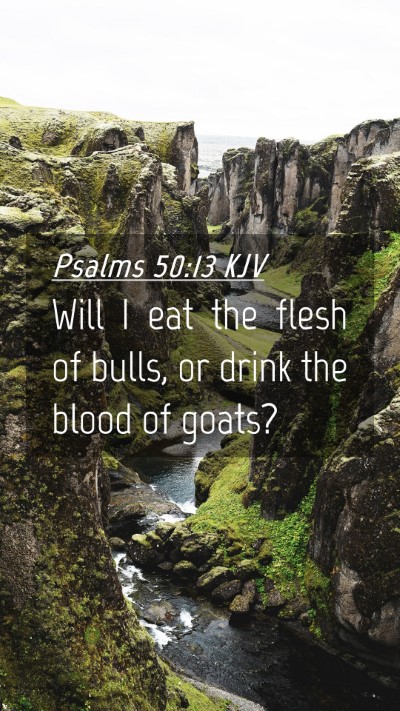 Picture 04 - Psalms 50:13 KJV Mobile Phone Wallpaper - Will I eat the flesh of bulls, or drink the blood - Mobile Bible Verse Wallpaper
