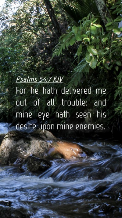Picture 04 - Psalms 54:7 KJV Mobile Phone Wallpaper - For he hath delivered me out of all trouble: and - Mobile Bible Verse Wallpaper