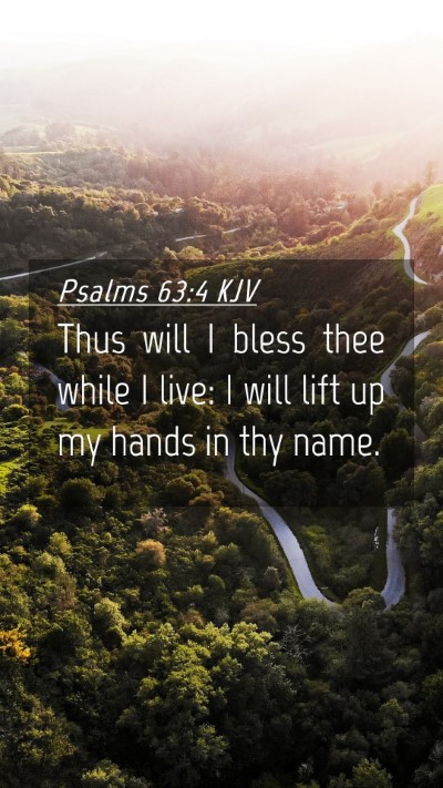 Picture 04 - Psalms 63:4 KJV Mobile Phone Wallpaper - Thus will I bless thee while I live: I will lift - Mobile Bible Verse Wallpaper