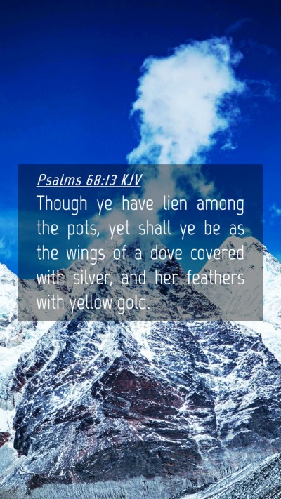 Picture 04 - Psalms 68:13 KJV Mobile Phone Wallpaper - Though ye have lien among the pots, yet shall ye - Mobile Bible Verse Wallpaper