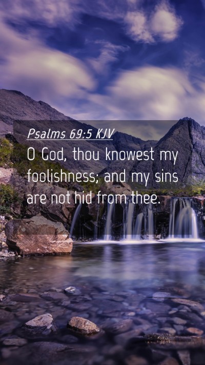 Picture 04 - Psalms 69:5 KJV Mobile Phone Wallpaper - O God, thou knowest my foolishness; and my sins - Mobile Bible Verse Wallpaper