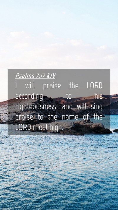 Picture 04 - Psalms 7:17 KJV Mobile Phone Wallpaper - I will praise the LORD according to his - Mobile Bible Verse Wallpaper