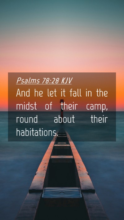 Picture 04 - Psalms 78:28 KJV Mobile Phone Wallpaper - And he let it fall in the midst of their camp, - Mobile Bible Verse Wallpaper