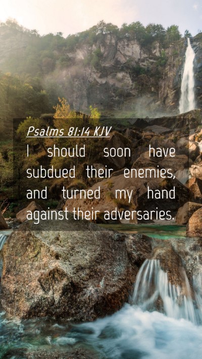 Picture 04 - Psalms 81:14 KJV Mobile Phone Wallpaper - I should soon have subdued their enemies, and - Mobile Bible Verse Wallpaper