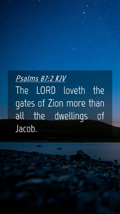 Picture 04 - Psalms 87:2 KJV Mobile Phone Wallpaper - The LORD loveth the gates of Zion more than all - Mobile Bible Verse Wallpaper