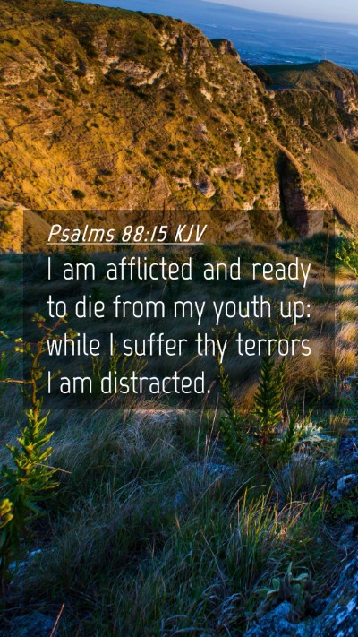 Picture 04 - Psalms 88:15 KJV Mobile Phone Wallpaper - I am afflicted and ready to die from my youth up: - Mobile Bible Verse Wallpaper