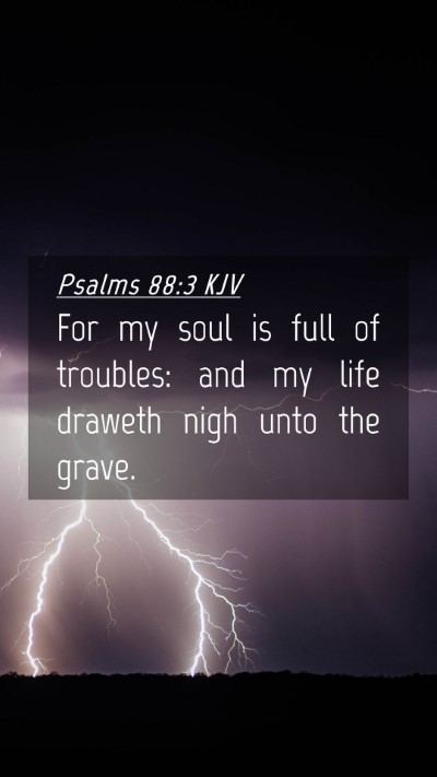 Picture 04 - Psalms 88:3 KJV Mobile Phone Wallpaper - For my soul is full of troubles: and my life - Mobile Bible Verse Wallpaper