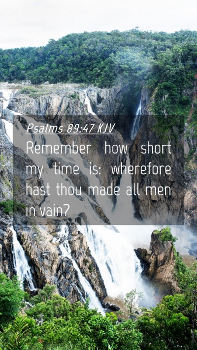 Picture 04 - Psalms 89:47 KJV Mobile Phone Wallpaper - Remember how short my time is: wherefore hast - Mobile Bible Verse Wallpaper