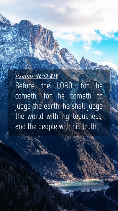 Picture 04 - Psalms 96:13 KJV Mobile Phone Wallpaper - Before the LORD: for he cometh, for he cometh to - Mobile Bible Verse Wallpaper